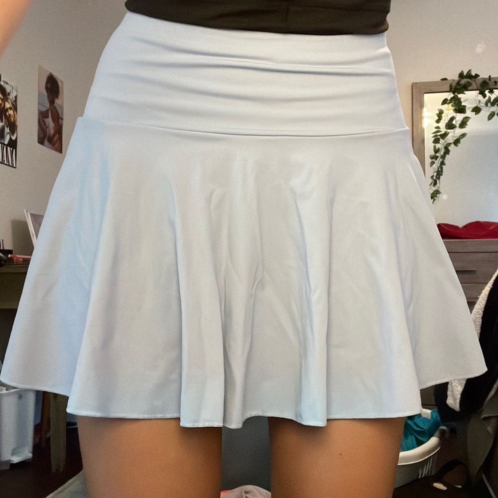 baby blue women’s tennis skirt with built in butter smooth shorts!
